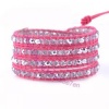 Four Row Beaded Wrap Bracelet - Pink Glitter